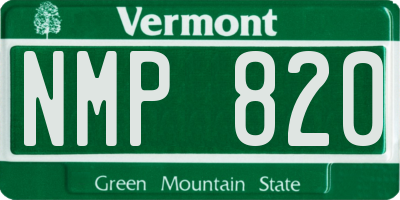 VT license plate NMP820