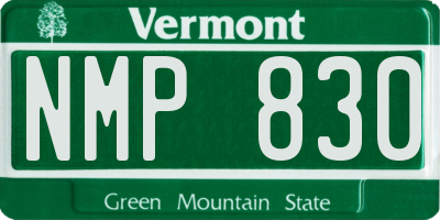 VT license plate NMP830