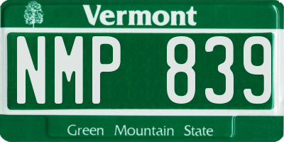 VT license plate NMP839