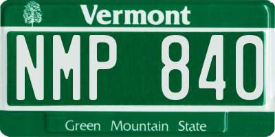 VT license plate NMP840