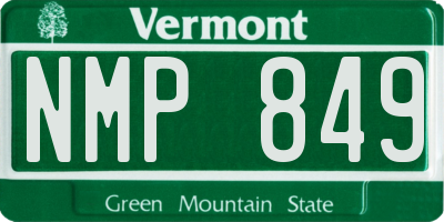 VT license plate NMP849