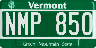 VT license plate NMP850