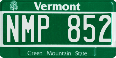VT license plate NMP852