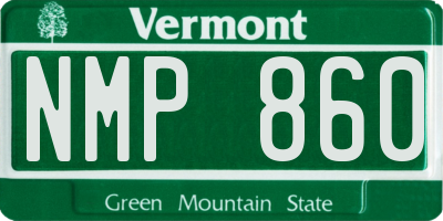 VT license plate NMP860