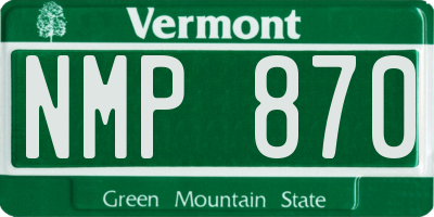 VT license plate NMP870