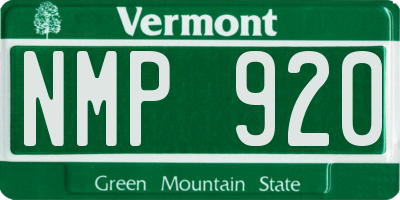 VT license plate NMP920