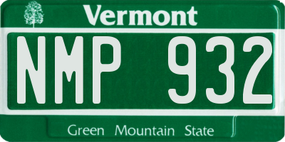 VT license plate NMP932