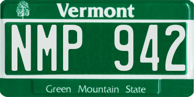 VT license plate NMP942