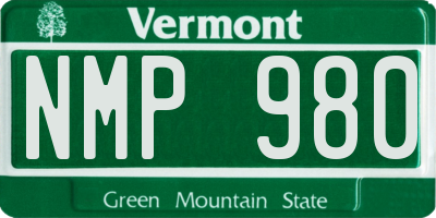 VT license plate NMP980