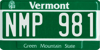VT license plate NMP981