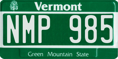 VT license plate NMP985