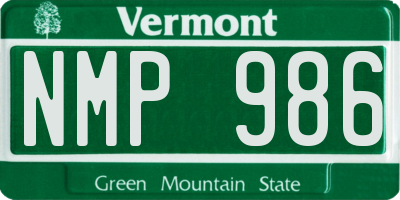 VT license plate NMP986