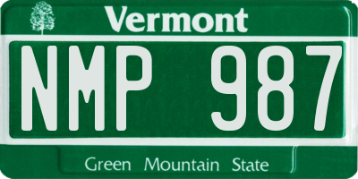 VT license plate NMP987