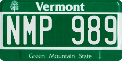 VT license plate NMP989