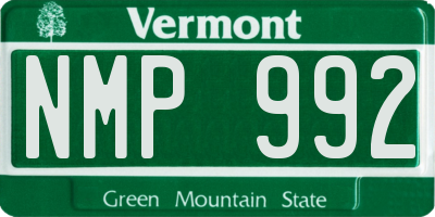 VT license plate NMP992