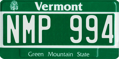 VT license plate NMP994