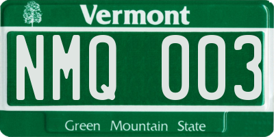 VT license plate NMQ003