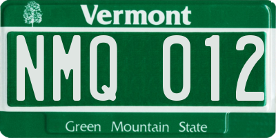 VT license plate NMQ012