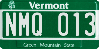 VT license plate NMQ013