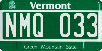 VT license plate NMQ033