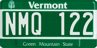 VT license plate NMQ122