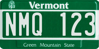 VT license plate NMQ123