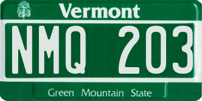 VT license plate NMQ203