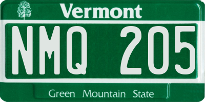 VT license plate NMQ205