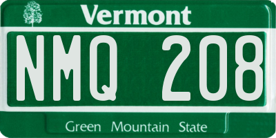 VT license plate NMQ208