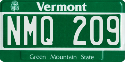 VT license plate NMQ209