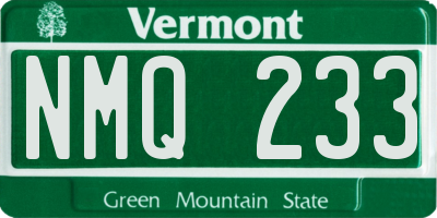 VT license plate NMQ233