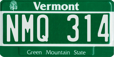 VT license plate NMQ314