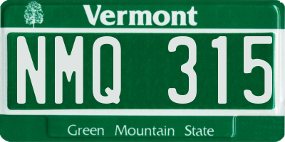 VT license plate NMQ315