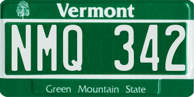 VT license plate NMQ342