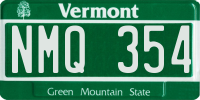 VT license plate NMQ354