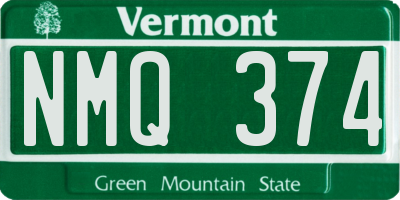 VT license plate NMQ374