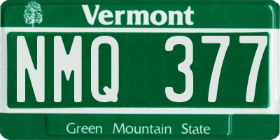 VT license plate NMQ377