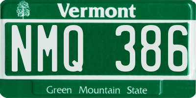 VT license plate NMQ386