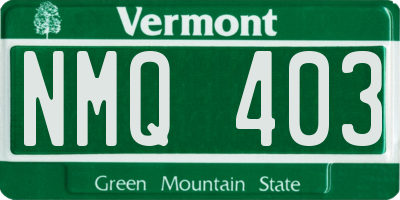 VT license plate NMQ403