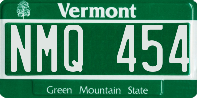 VT license plate NMQ454