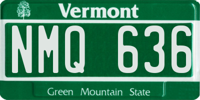 VT license plate NMQ636