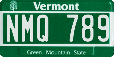 VT license plate NMQ789