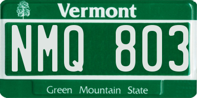 VT license plate NMQ803
