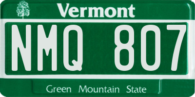 VT license plate NMQ807