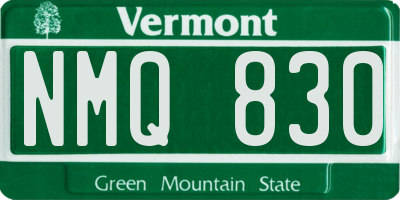 VT license plate NMQ830