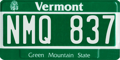 VT license plate NMQ837