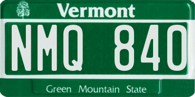 VT license plate NMQ840