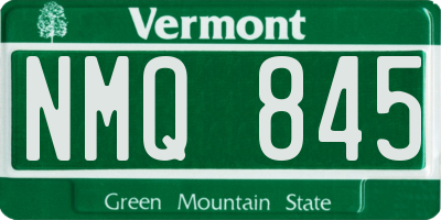 VT license plate NMQ845