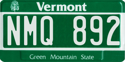 VT license plate NMQ892