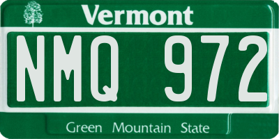 VT license plate NMQ972